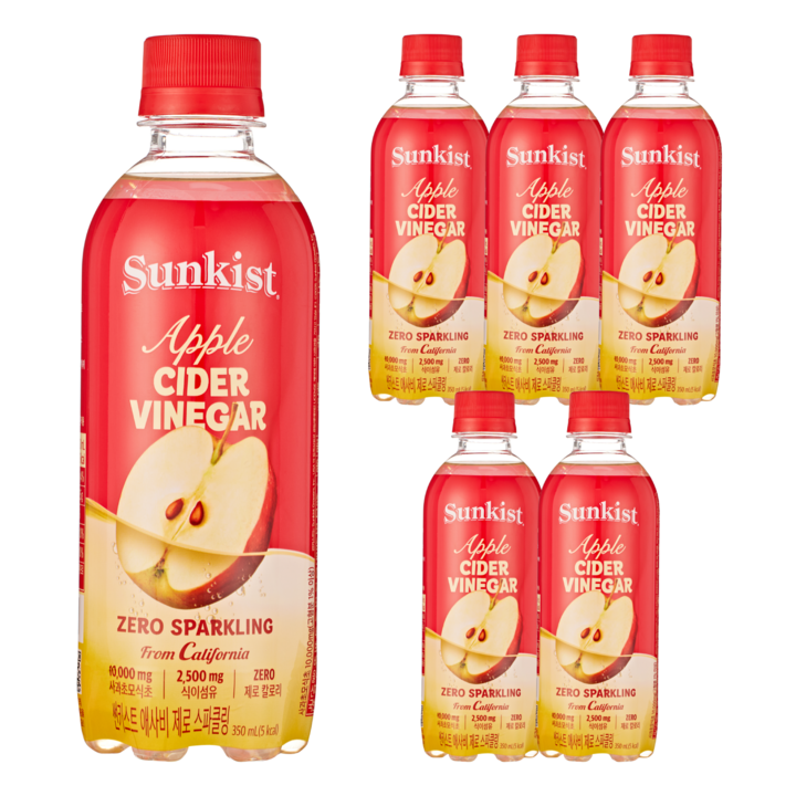 썬키스트 애사비 제로 스파클링 탄산음료, 350ml, 6개