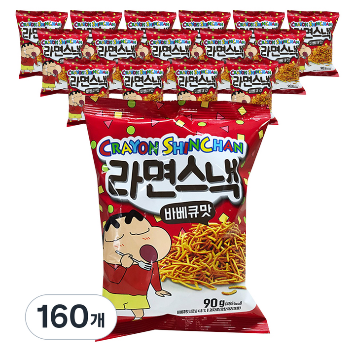 짱구 라면스낵 바베큐맛, 90g, 160개