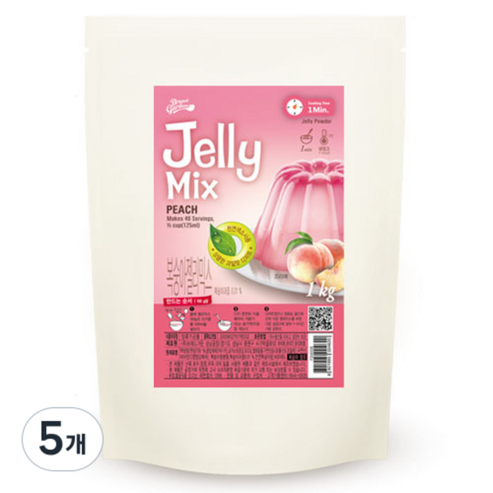 브레드가든 복숭아 젤리 만들기 믹스, 1kg, 5개