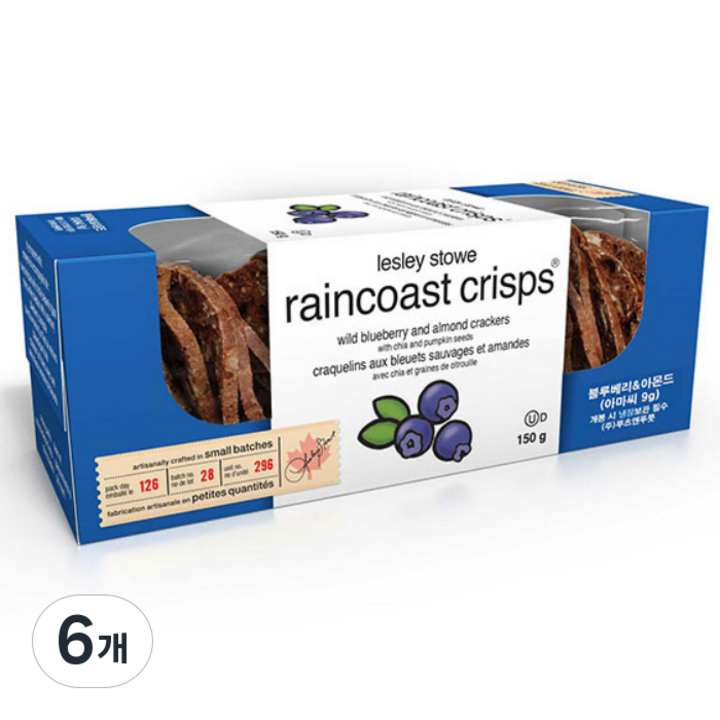 레슬리스토레인코스트크리스프 블루베리 앤 아몬드 비스킷, 150g, 6개