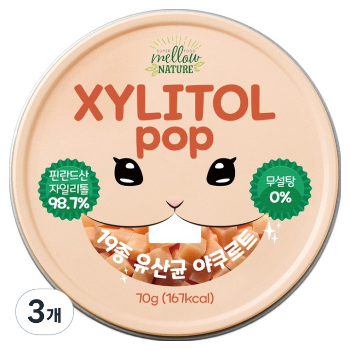 자일리톨팝 틴케이스 요구르트 캔디, 70g, 3개