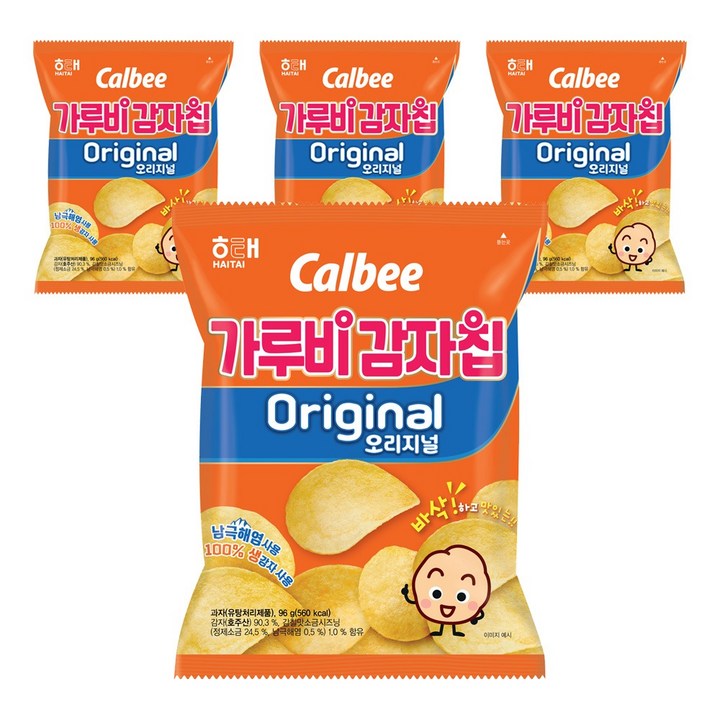 가루비 감자칩 오리지널, 96g, 4개