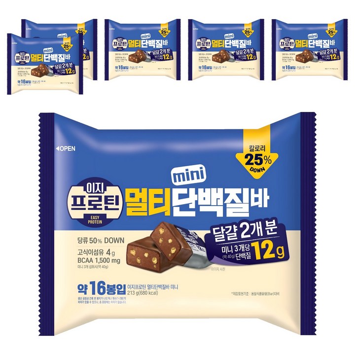 롯데웰푸드 이지프로틴 멀티 미니 단백질바, 213g, 6개