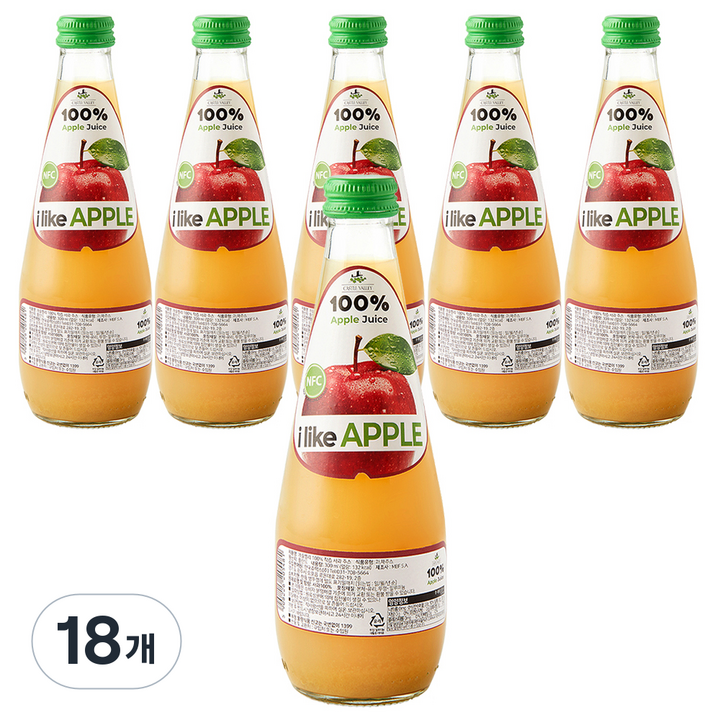 캐슬밸리 100 착즙 사과 주스, 18개, 300ml