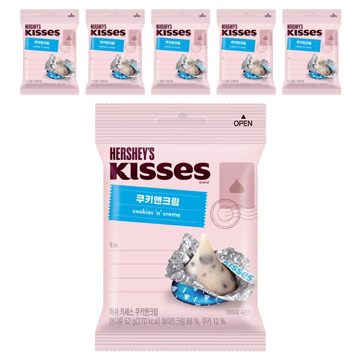 키세스 쿠키앤크림, 52g, 6개