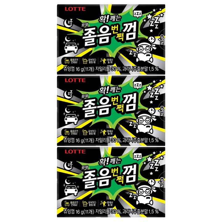 롯데웰푸드 졸음번쩍껌, 16g, 3개