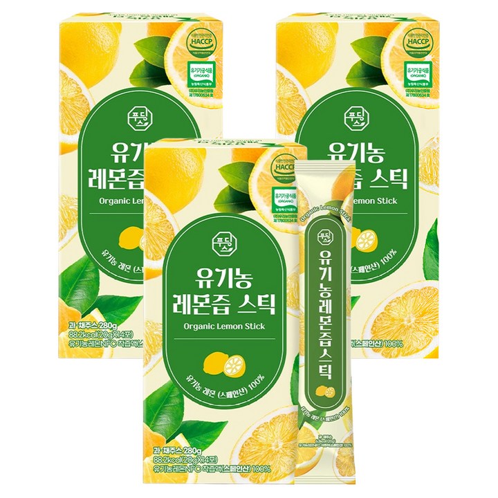 푸딩스 유기농 레몬즙 스틱, 20g, 42개
