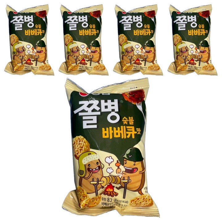농심 쫄병스낵 바베큐맛, 82g, 5개