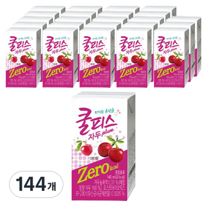 동원 쿨피스 제로 테트라 자두, 140ml, 144개