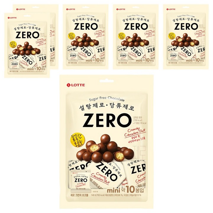 롯데제로 크런치 초코볼 10p, 6개, 140g