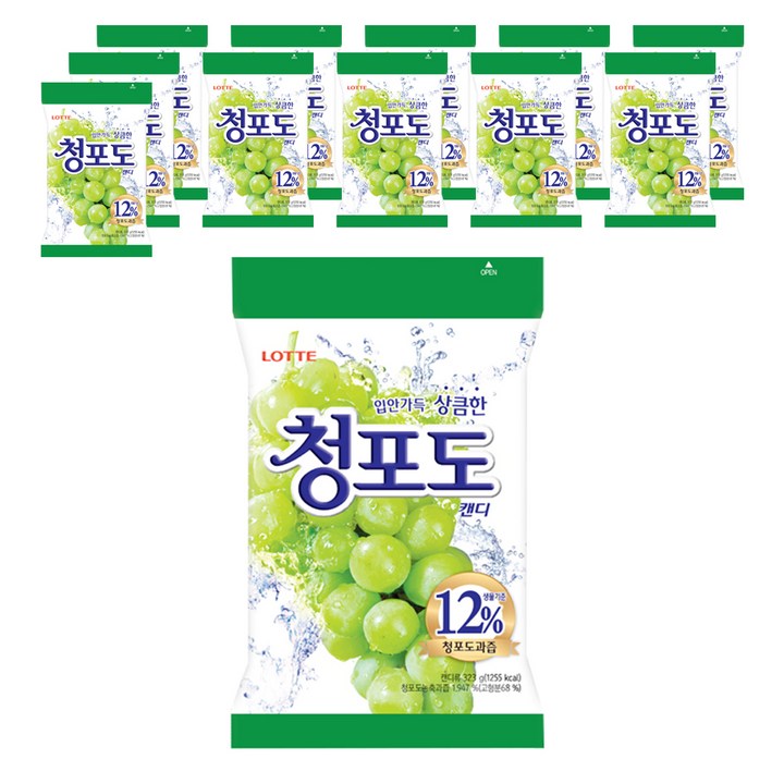 롯데웰푸드 청포도 캔디, 323g, 12개
