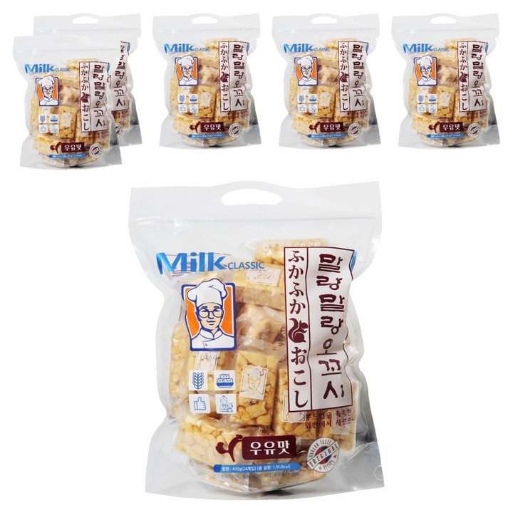 밀크클래식쌀과자 말랑말랑 오꼬시 우유맛, 6개, 400g