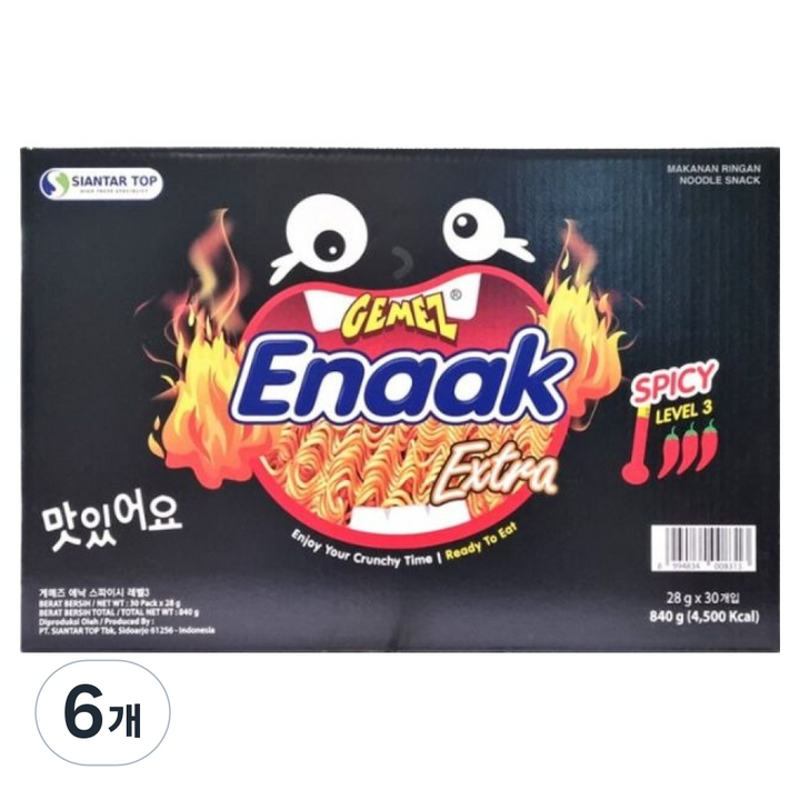 에낙 스파이시 레벨3 라면과자 30p, 840g, 6개