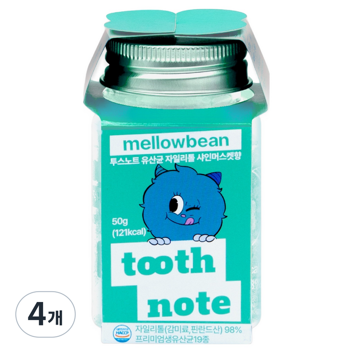 투스노트 유산균 자일리톨 캔디 샤인머스캣향, 50g, 4개