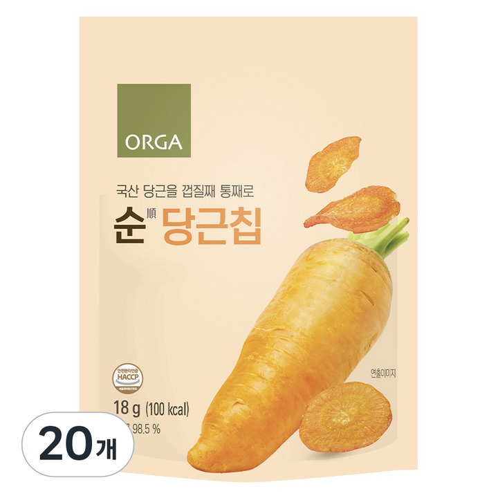 올가홀푸드 순당근칩, 20개, 18g
