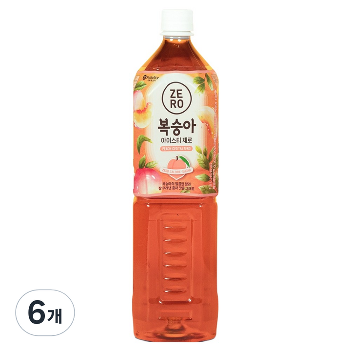맥널티커피 복숭아 아이스티 제로, 1.5L, 6개