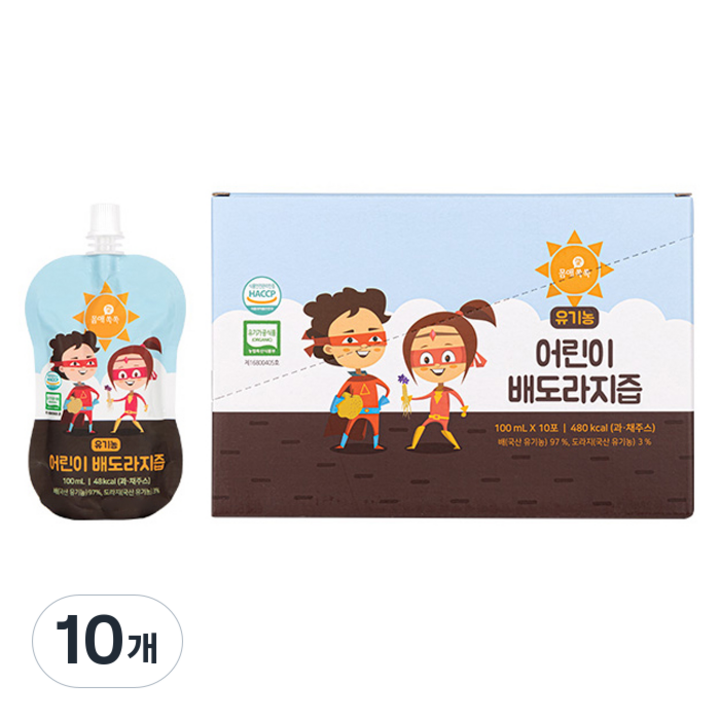몸애쏙쏙 유기농 어린이 배도라지즙, 1L, 10개, 혼합맛(배/도라지)