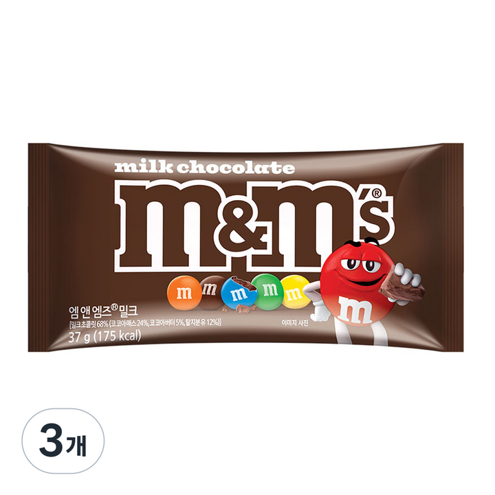엠앤엠즈 밀크, 37g, 3개