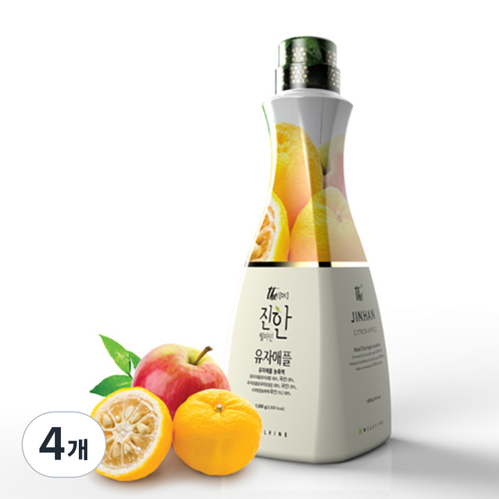 웰파인 더진한 유자애플 농축액, 1.5kg, 4개