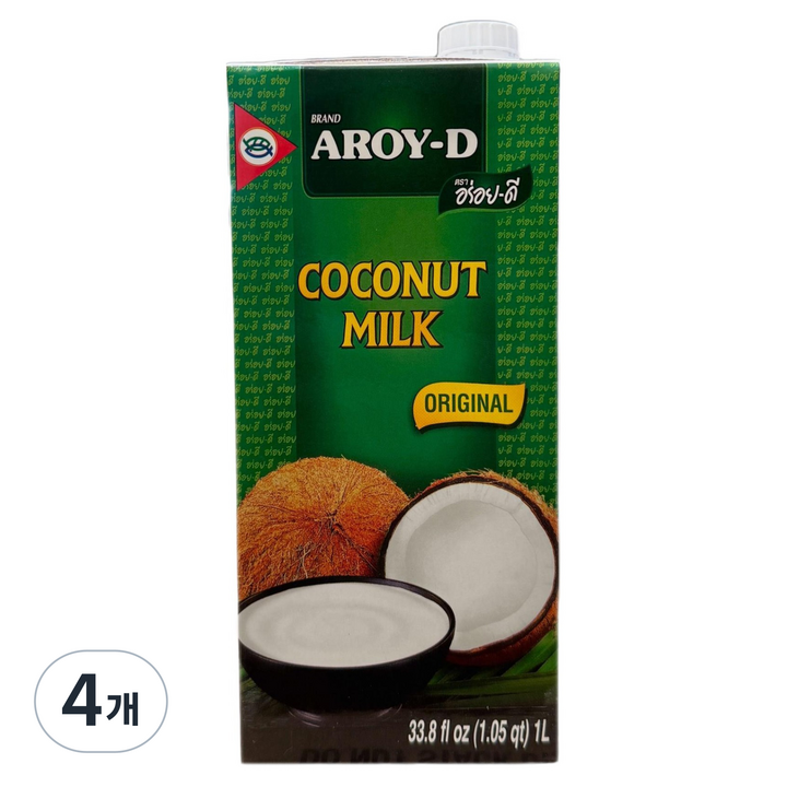 아로이디 코코넛 밀크, 4개, 1L