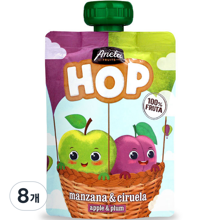 아넬라 HOP 과일 퓨레, 100g, 8개, 혼합맛(사과/생푸룬)