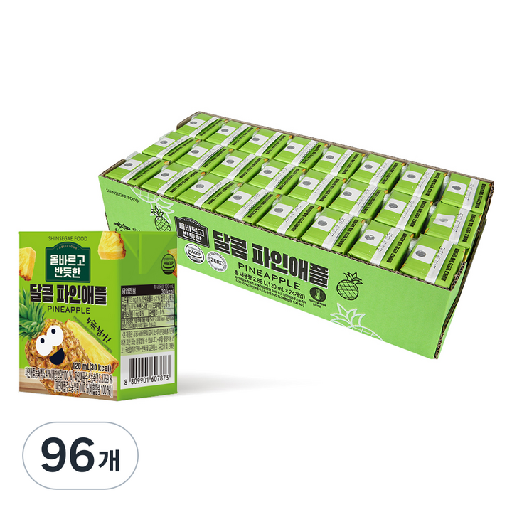 신세계푸드 올바르고 반듯한 달콤 파인애플주스, 120ml, 96개