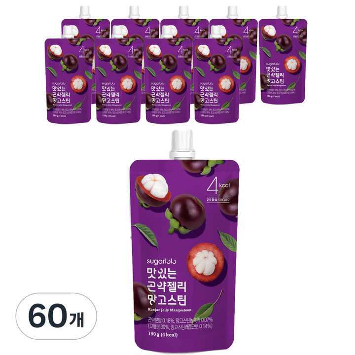 슈가로로 맛있는 곤약젤리 망고스틴, 150g, 60개