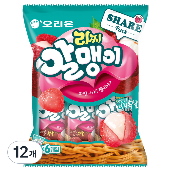 오리온 리찌알맹이 젤리 6개입, 216g, 12개