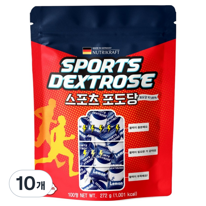 뉴트리크라프트 스포츠 포도당 캔디 레몬맛 100p, 272g, 10개