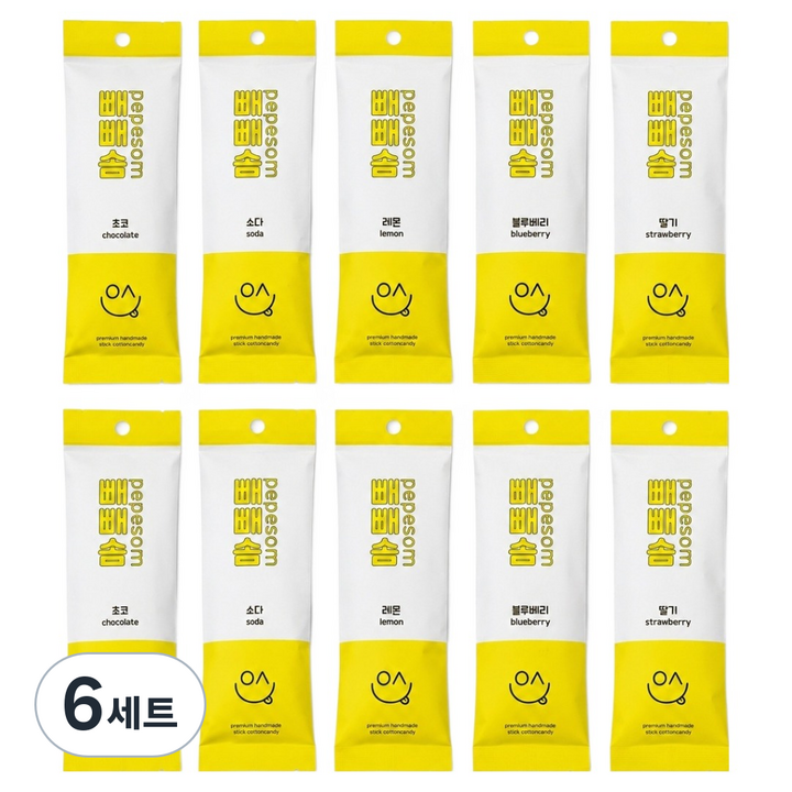 잇솜 간편한 스틱 솜사탕 뻬빼솜 3g x 5종 x 2p 세트, 6세트
