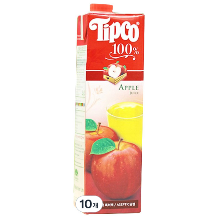 팁코 사과 생과일주스 1000ml, 1L, 10개