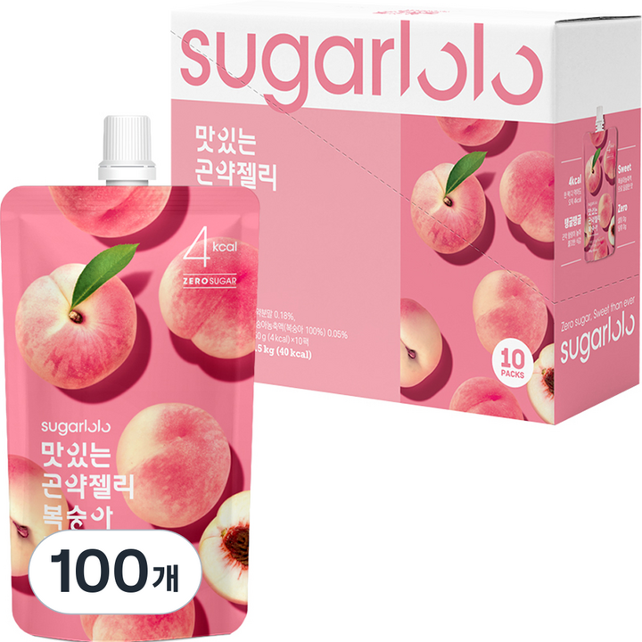 슈가로로 맛있는 곤약젤리 복숭아, 100개, 150ml