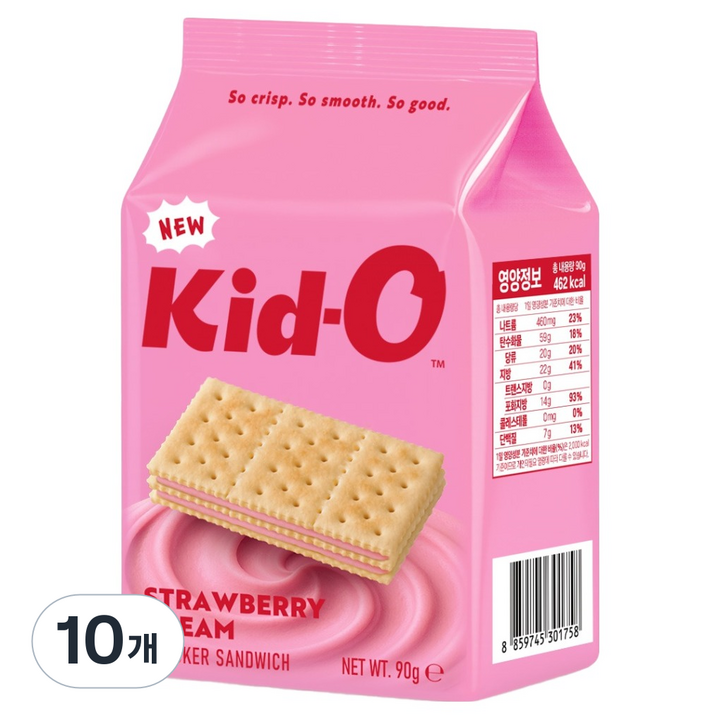 키드오 딸기 크래커 샌드위치, 10개, 90g