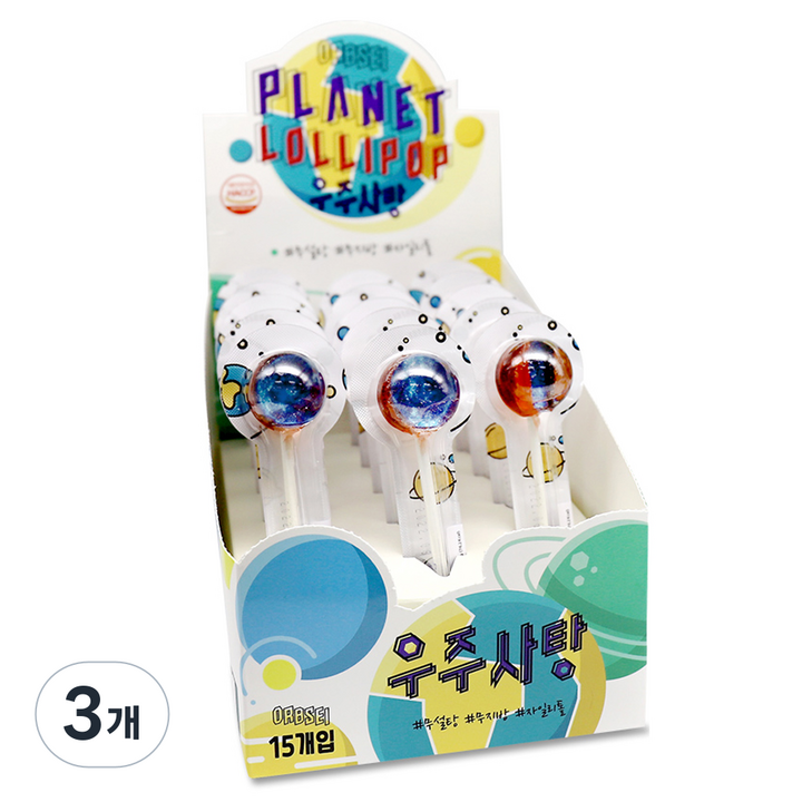 오브세이 우주사탕 파란색태양 구아바맛 15p, 285g, 3개