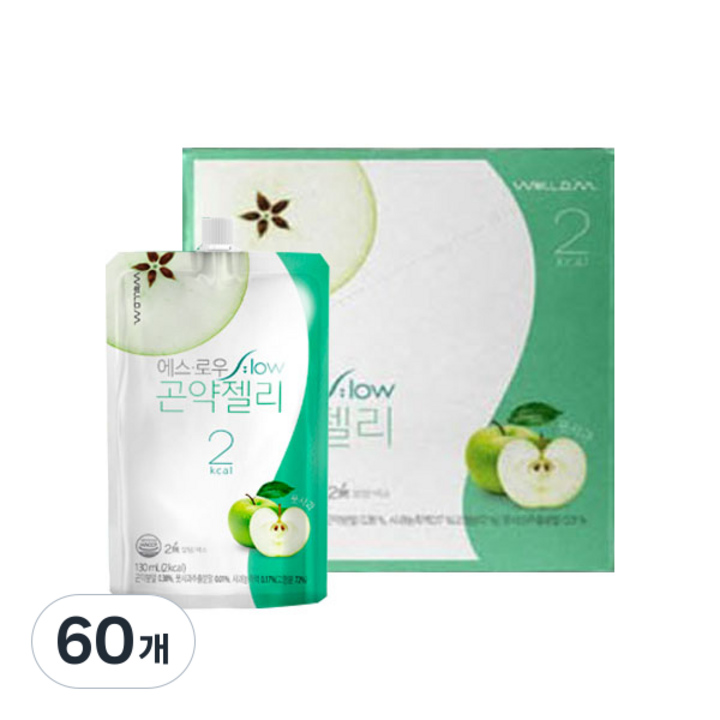 에스로우 곤약젤리 풋사과맛 10개입, 130ml, 60개