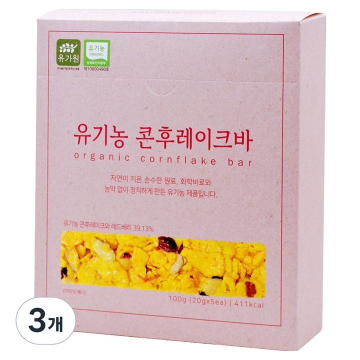 유가원 유기농 콘후레이크바, 100g, 3개