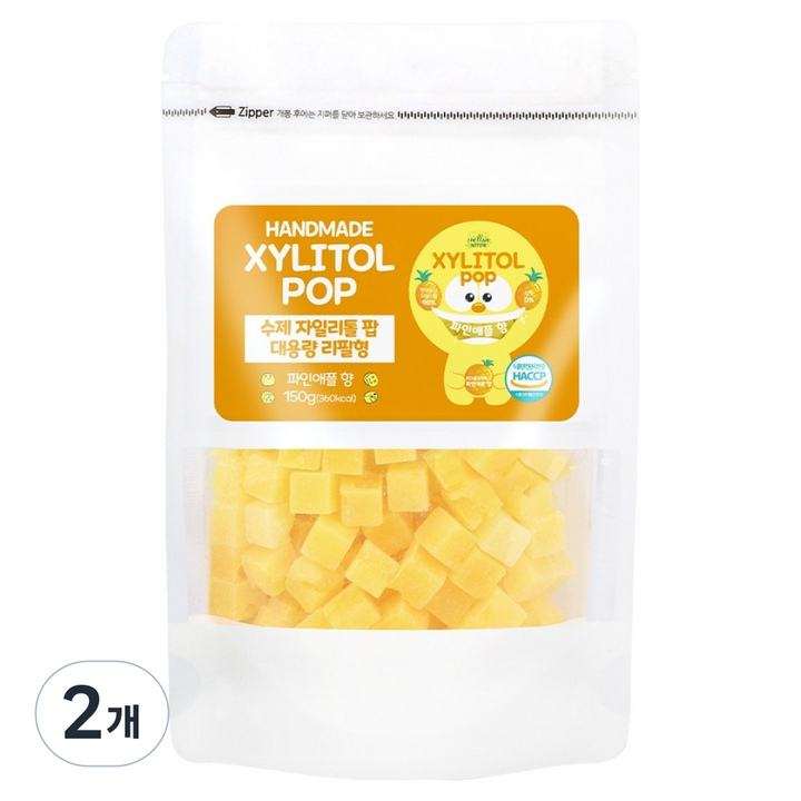자일리톨팝 파우치 파인애플, 150g, 2개