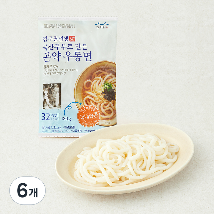 김구원선생 국산두부로 만든 곤약 우동면, 180g, 6개, 1개입