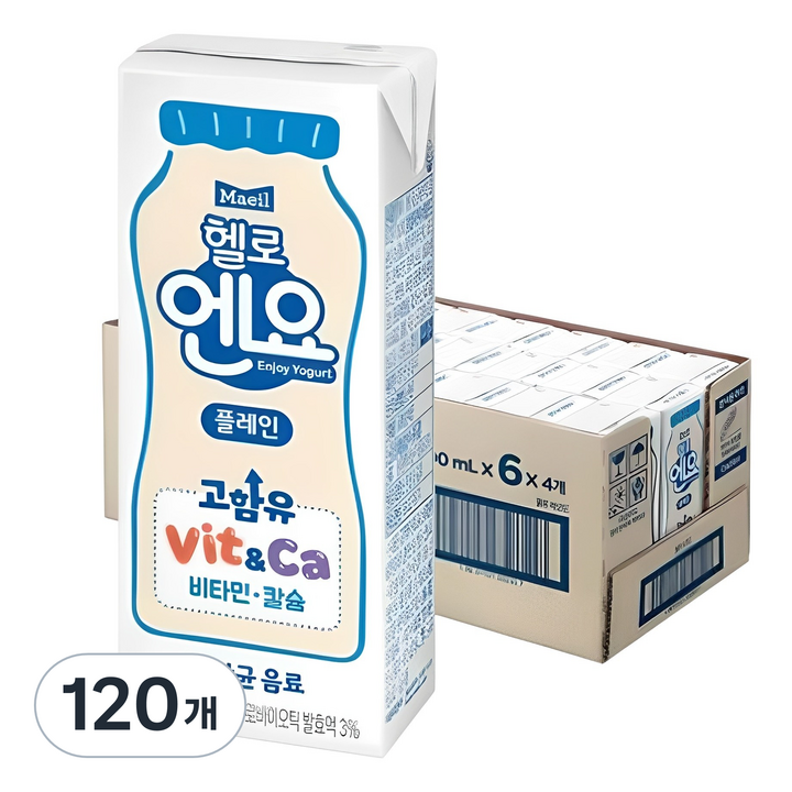 엔요 유산균음료 플레인, 200ml, 120개