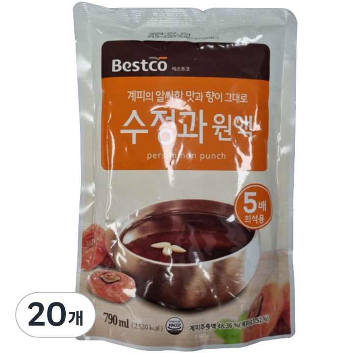 베스트코 수정과 원액, 790ml, 20개