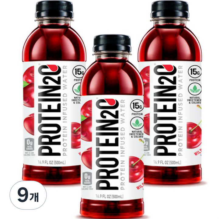 PROTEIN2O 단백질 보충제 프로틴음료 와일드체리, 500ml, 9개