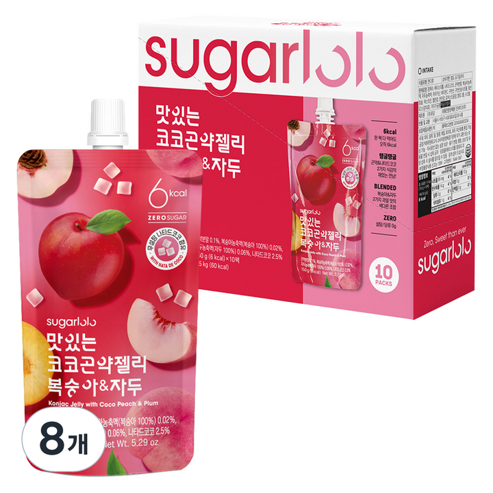 슈가로로 맛있는 코코 곤약젤리 복숭아 자두 10개입, 1.5kg, 8개