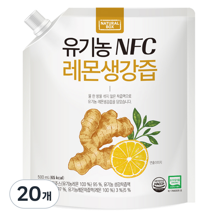 내추럴박스 유기농 NFC 레몬생강 착즙주스, 500ml, 20개