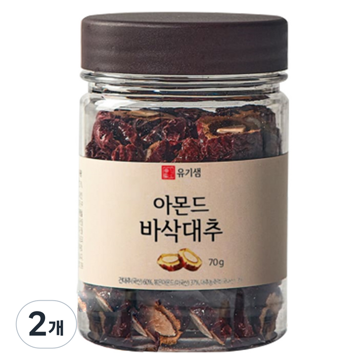 유기샘 아몬드 바삭대추, 70g, 2개