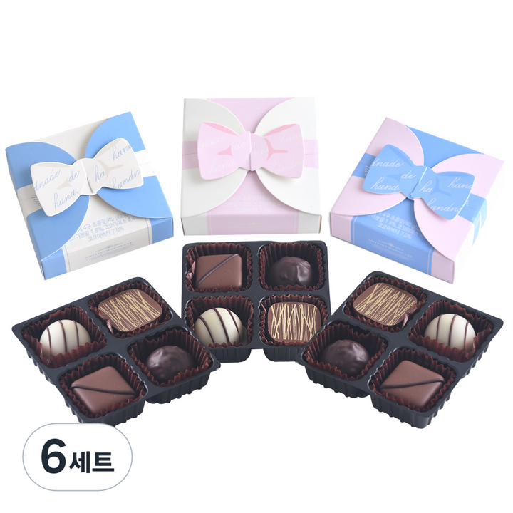 상상앤드 까르레 4구 초콜릿 핑크 40g + 민트 40g + 베이지 40g, 120g, 6세트
