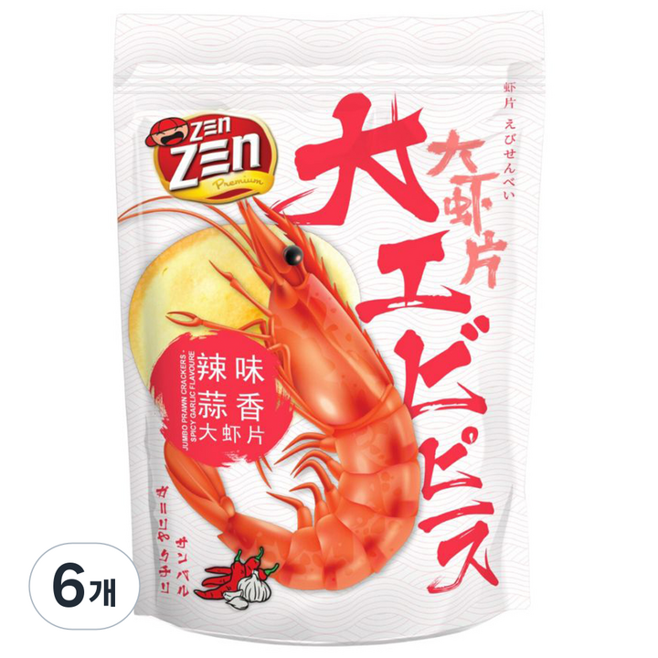 젠젠 스파이시 갈릭 새우칩, 220g, 6개