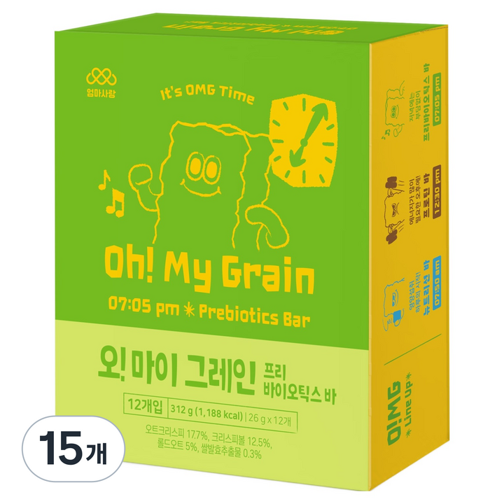 엄마사랑 오 마이그레인 프리바이오틱스바, 312g, 15개