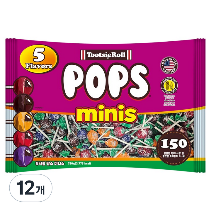 투시팝 팝스 미니스 캔디, 750g, 12개