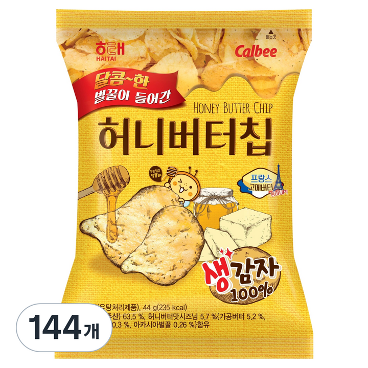 해태제과 허니버터칩, 44g, 144개