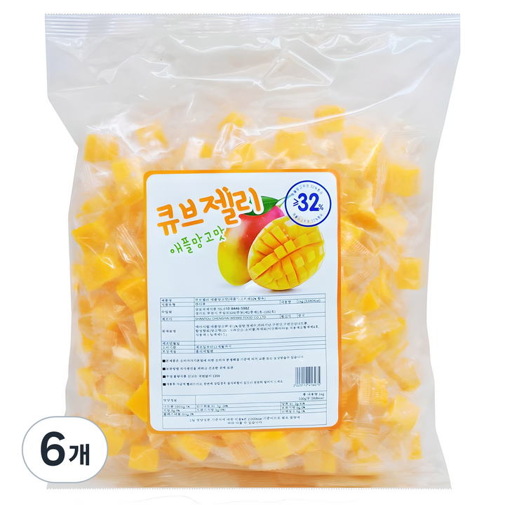 애플망고맛 큐브젤리, 1kg, 6개
